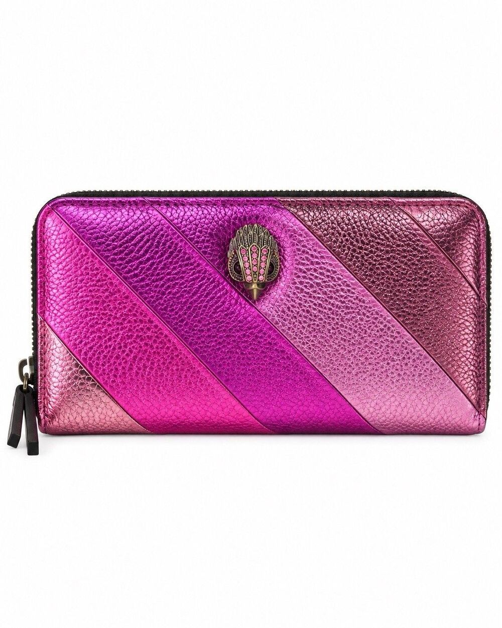 Kurt Geiger London Rainbow Metallic Leather Zip Around Wallet NWT